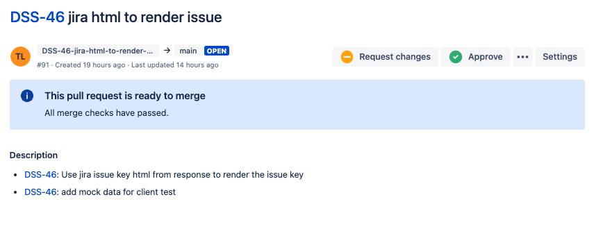 Example pull request in Bitbucket